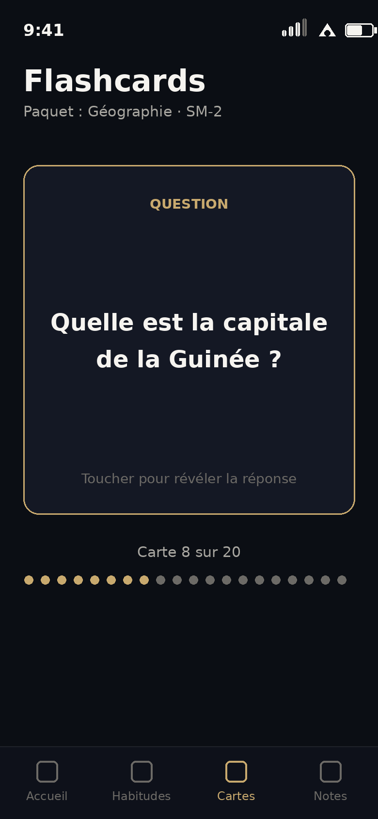 Révision par flashcards dans DonguiMemo