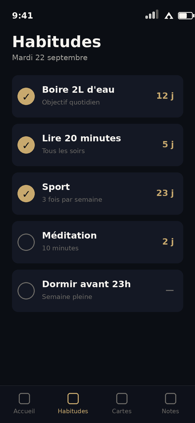 Suivi des habitudes dans DonguiMemo